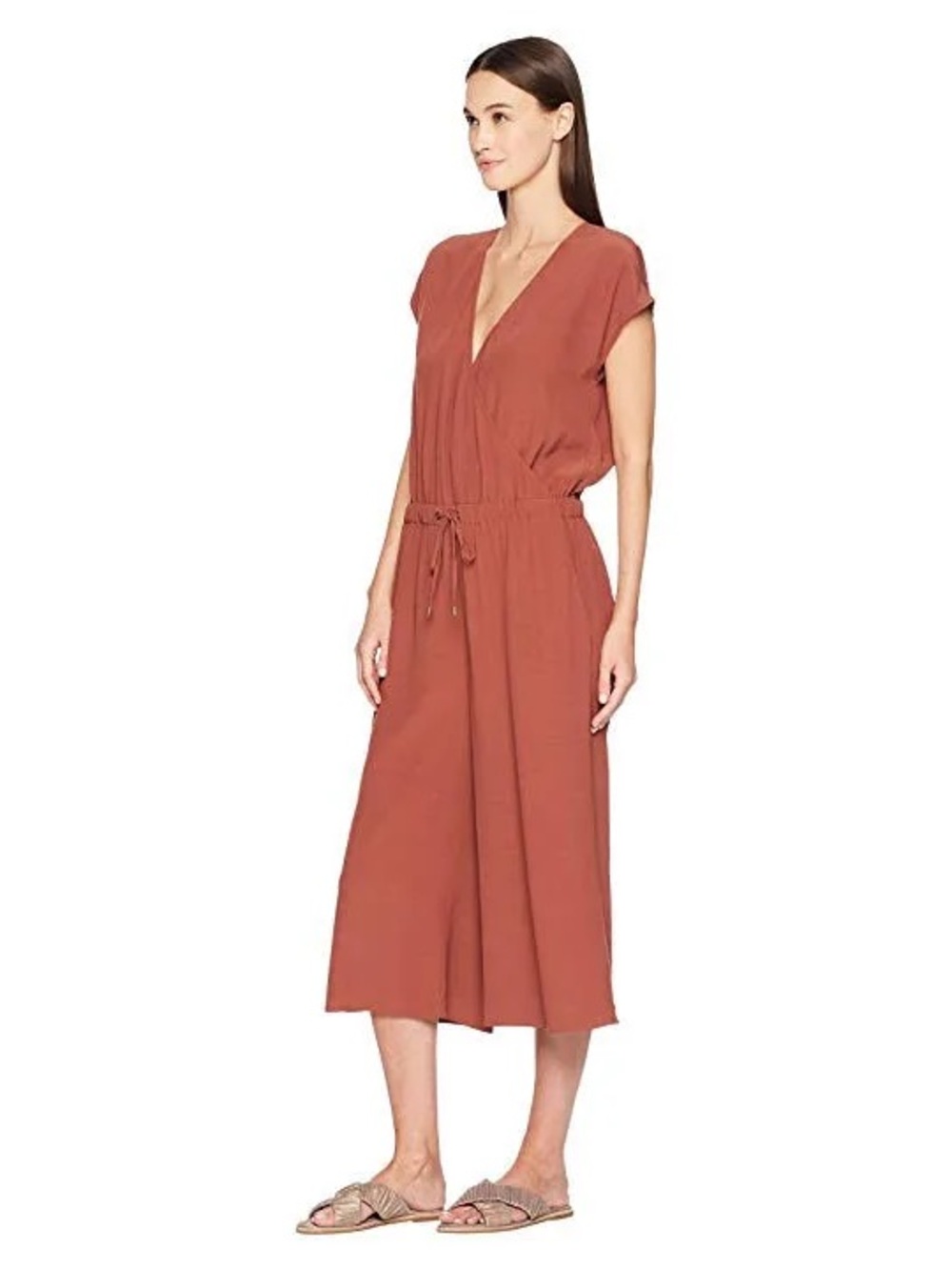 Eileen fisher Russet Wide Legged Jumpsuit XL In Rich Rust Colour Tencel Blend